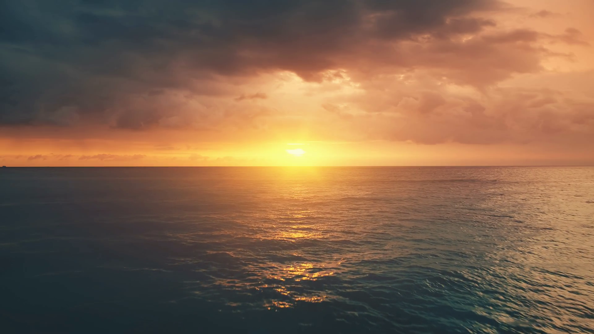 Dramatic Orange Ocean Sunset Aerial Stock Footage SBV 347764700 