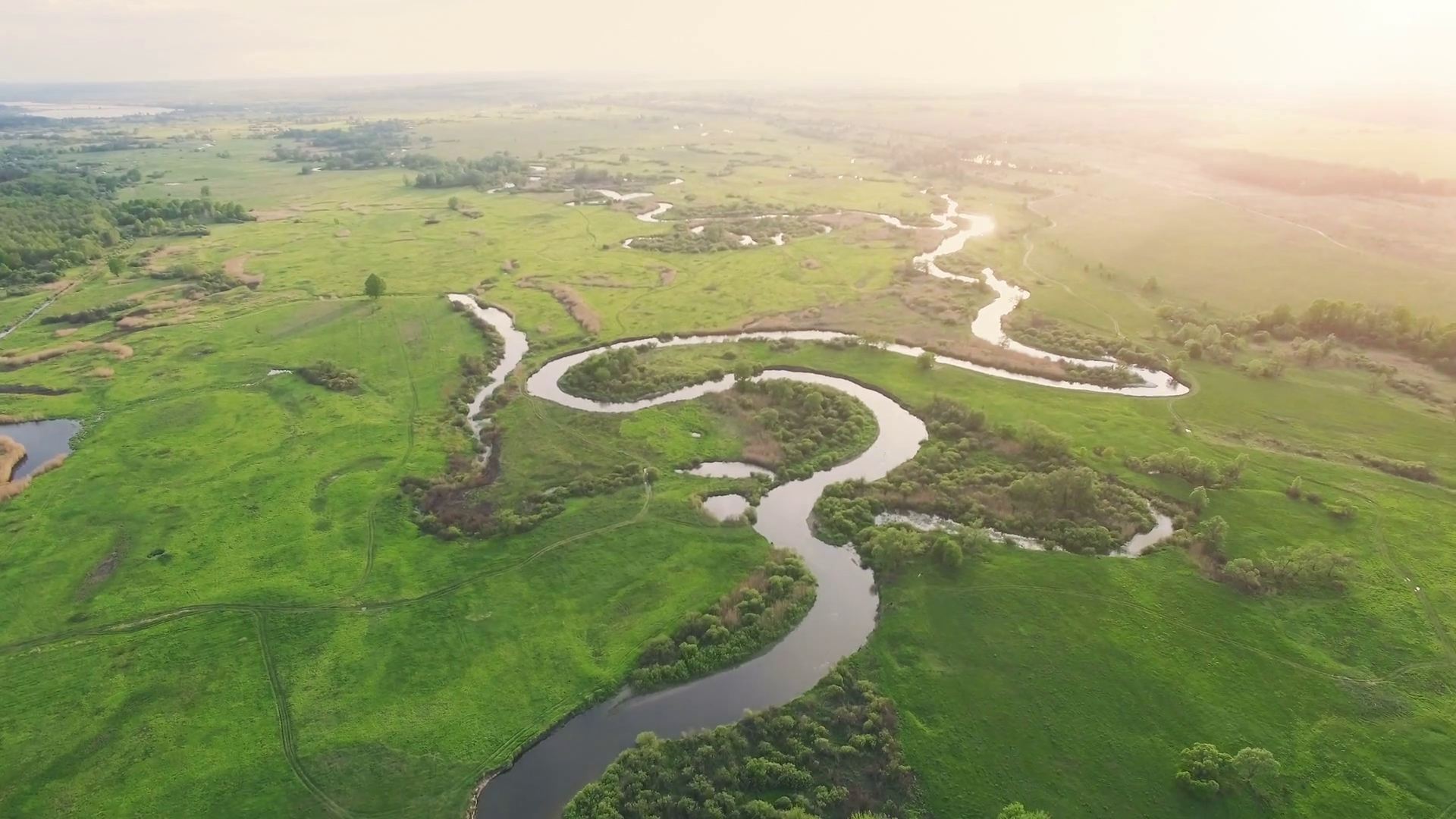 Aerial View: Flight Over Beautiful River Stock Footage SBV-348362283 ...