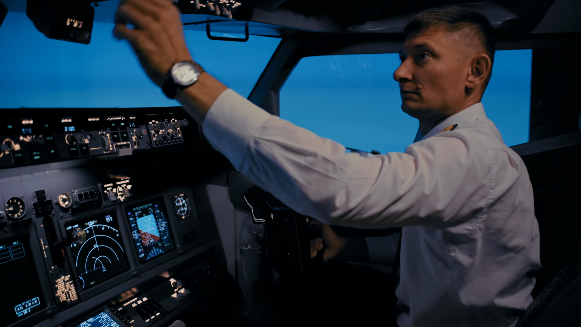 Commercial Airplane Pilot Flying In Cockpit Stock Footage SBV-353738938 ...