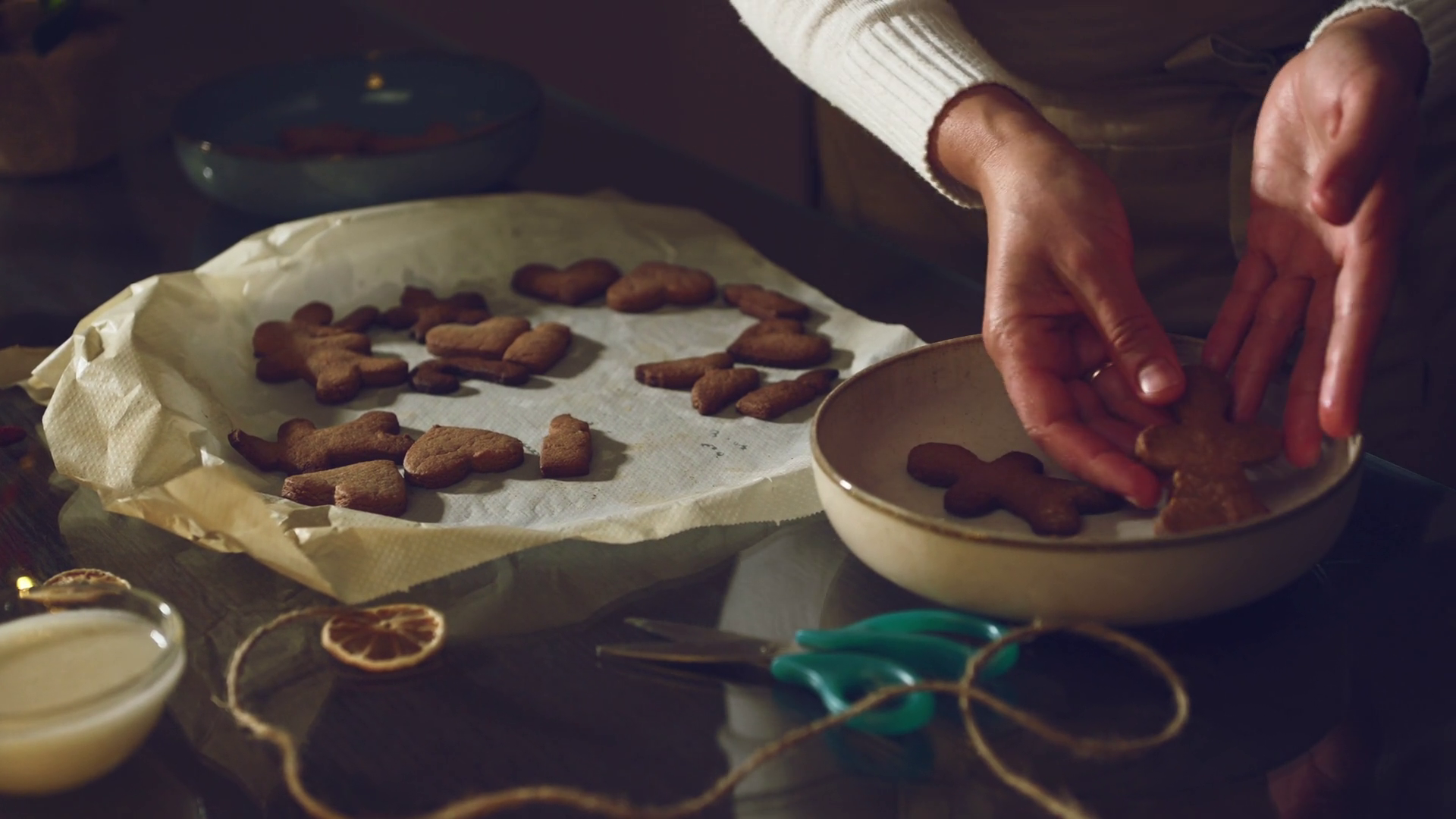 Hands Arranging Freshly Baked Gingerbread Stock Footage SBV-352943074 ...