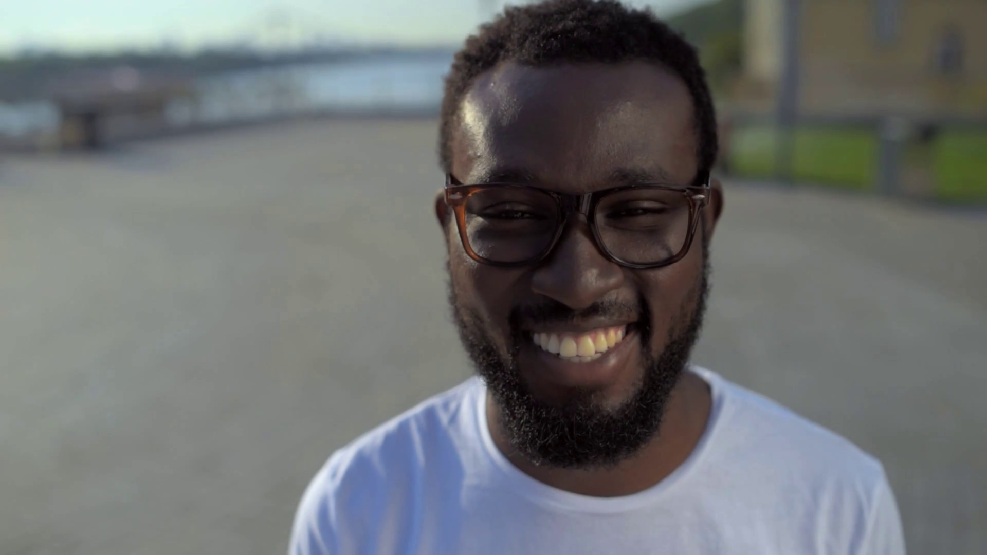 Close up of excited young man looking into camera Stock Video Footage