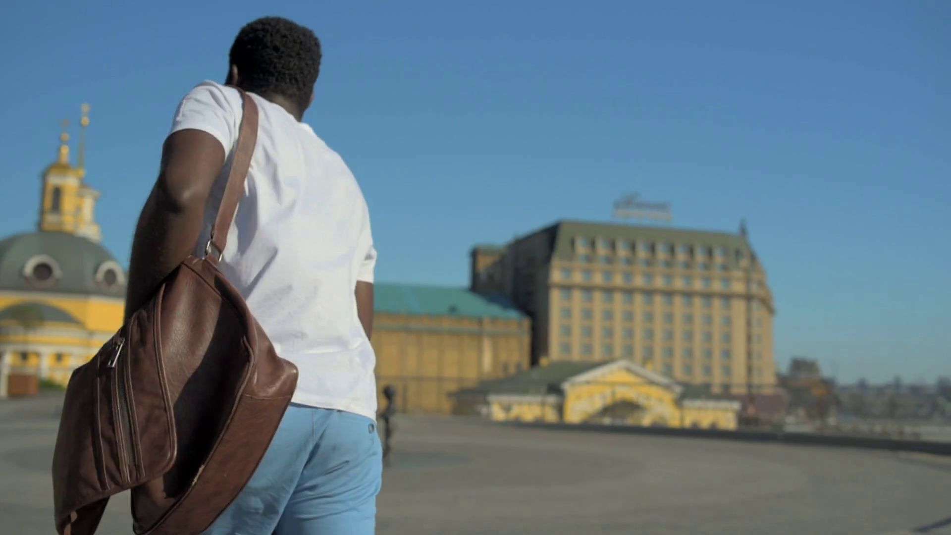 Young African American Man Running Fast Work Stock Footage SBV