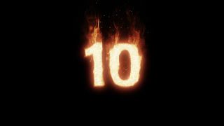 Burning Countdown. Fire Countdown. Countdown 10 to 0