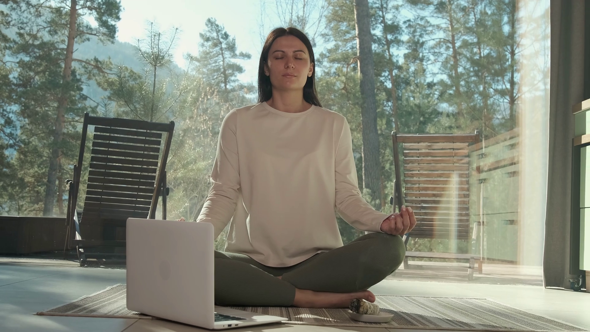 Young Woman Meditating In Lotus Position Stock Footage SBV-351857095 ...