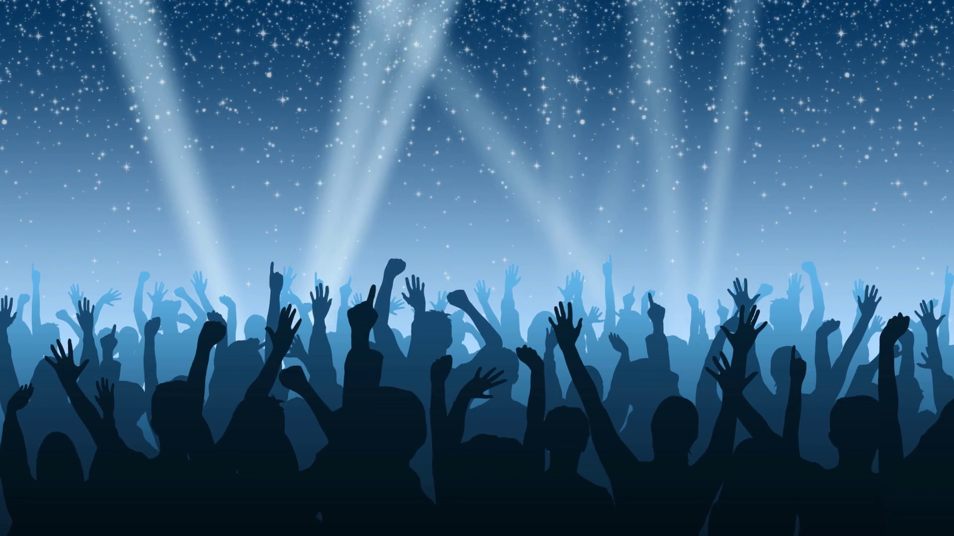 A Cheering Crowd Under Night Sky Full Of Stock Motion Graphics SBV