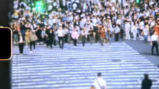 Tokyo, Japan- Shibuya cross Shoot on 8mm film camera Unrecognizable People Crowd Crossing City Street, Busy Crossroad Time
