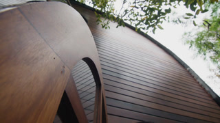 Low angle view of modern sustainable architecture house