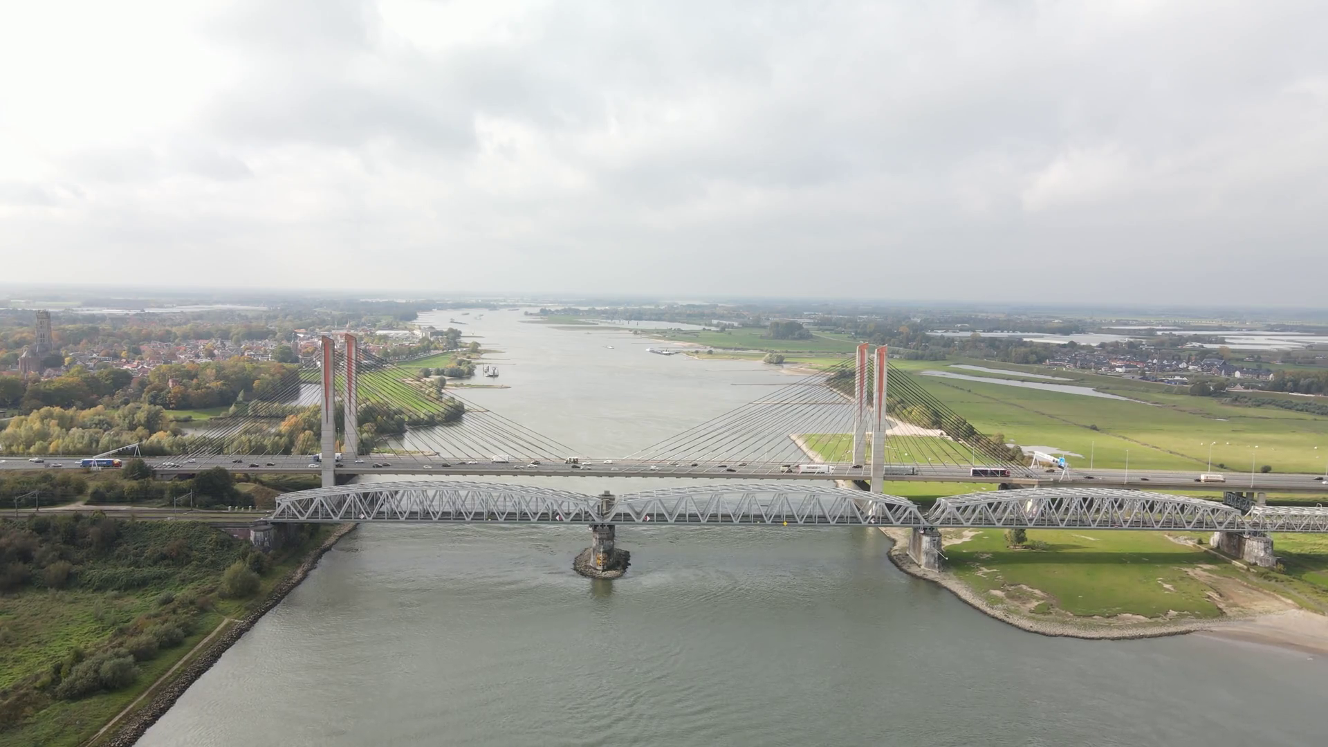 Dr. W. Hupkesbrug and Martinus Nijhoffbrug aerial drone view highway