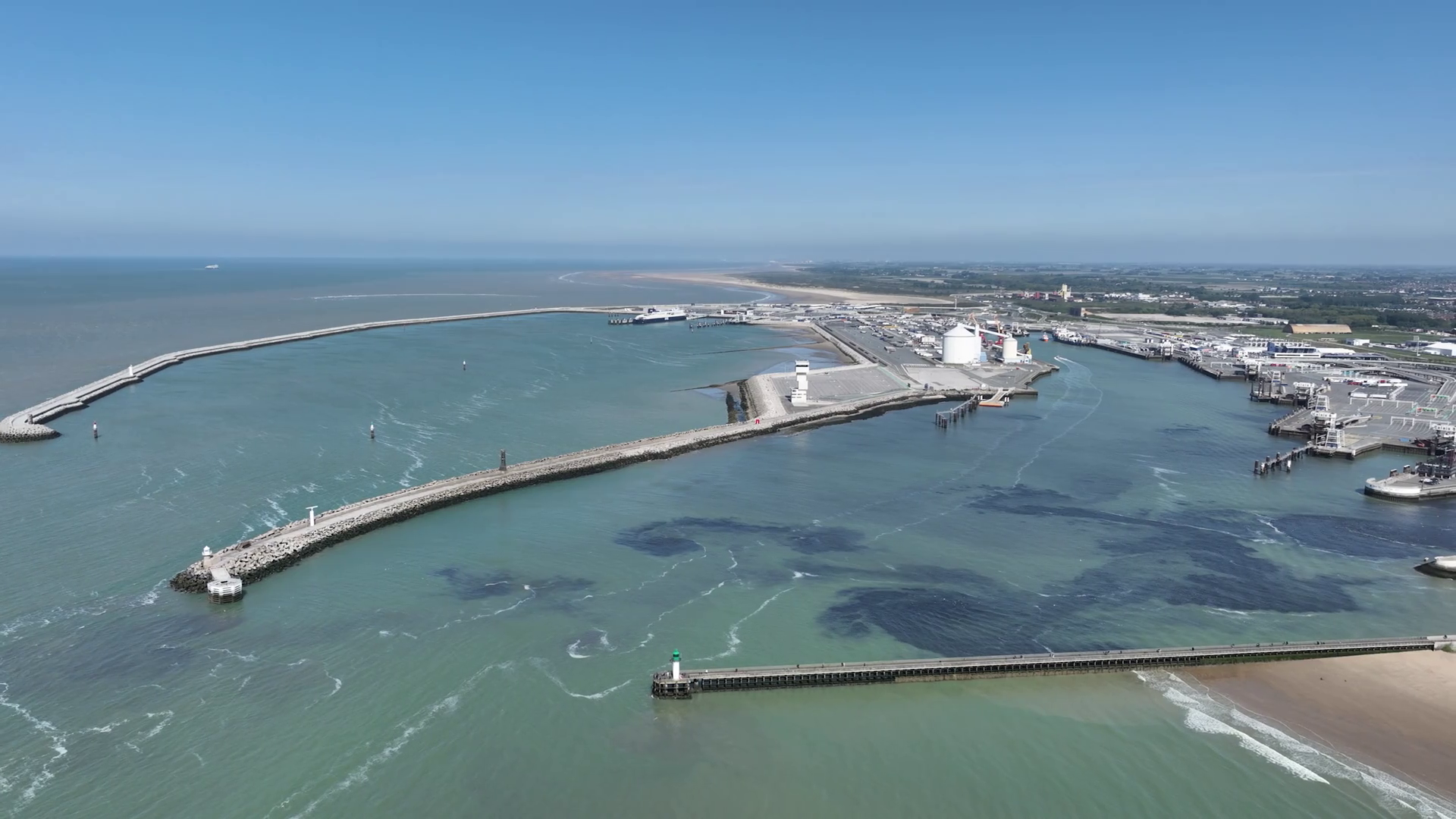 Ferry Terminal At Calais France Aerial Drone Stock Footage SBV 