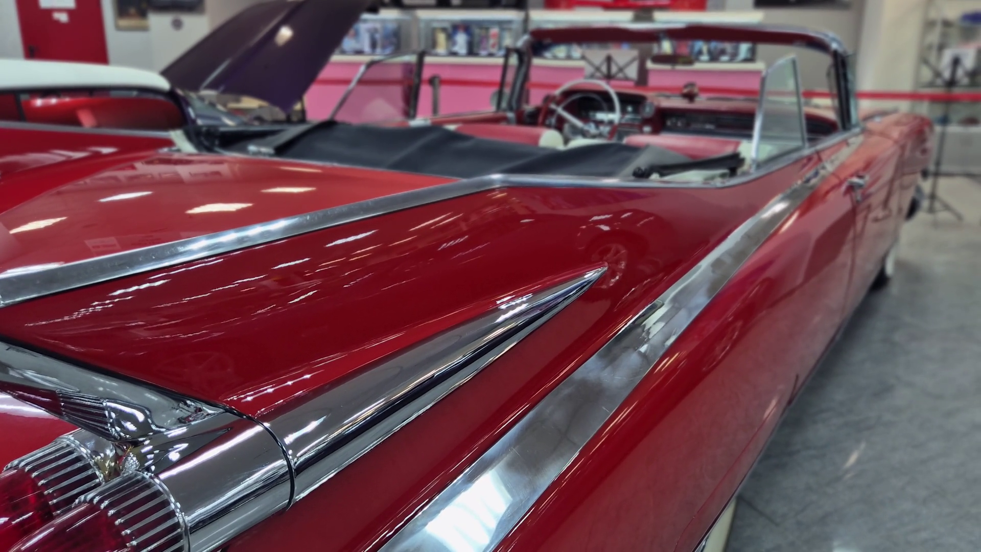 The Rear Of Vintage Red Convertible From 60s Stock Footage SBV ...