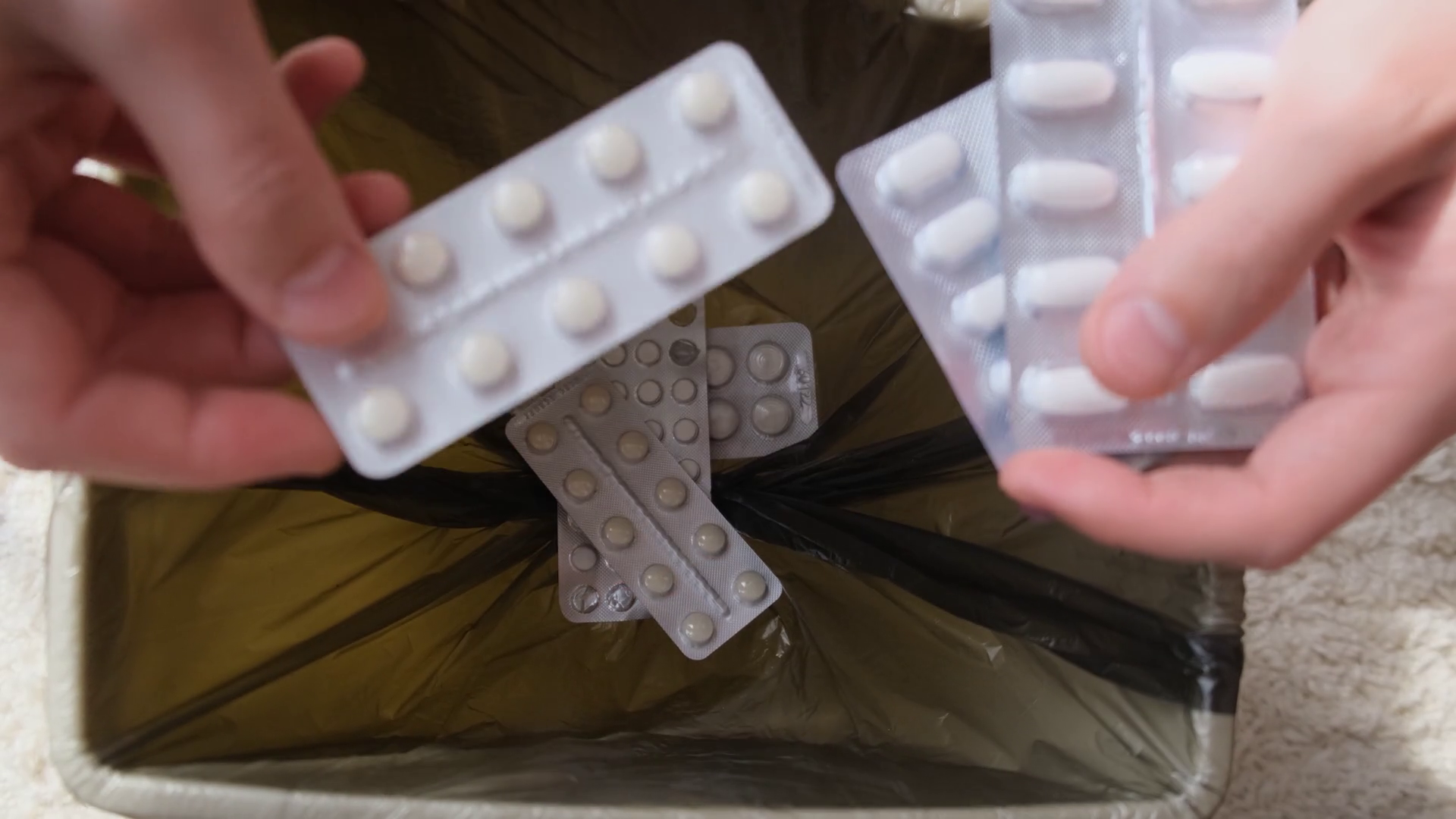Man Throwing Out Ineffective Pills In Trash Stock Footage SBV347480668 Storyblocks
