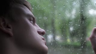 Sad Man Looking At The Rain In The Car Stock Video Footage Storyblocks