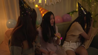 Birthday party and celebrate with young friends together at night.