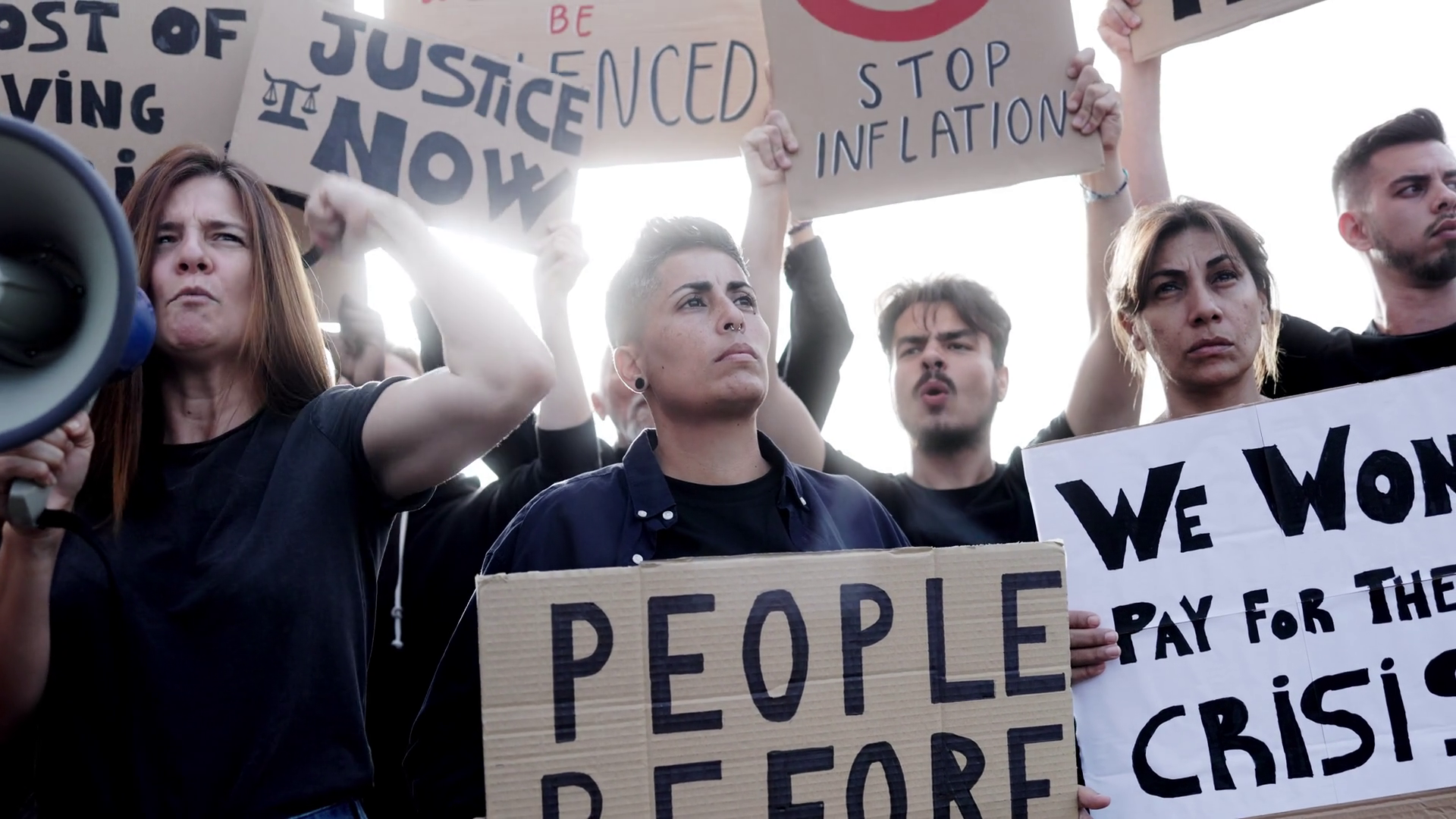 People Protest Financial Crisis On Streets Stock Footage SBV-352659646 ...