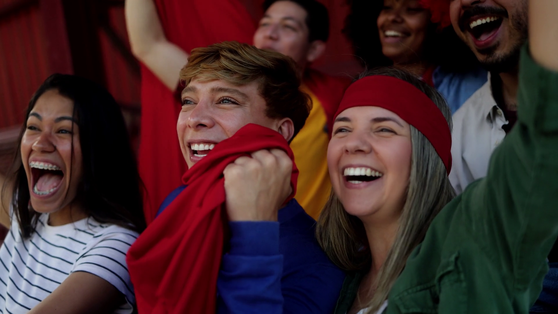Crowd Of Passionate Soccer Fans Hugging Stock Footage SBV-352513075 ...