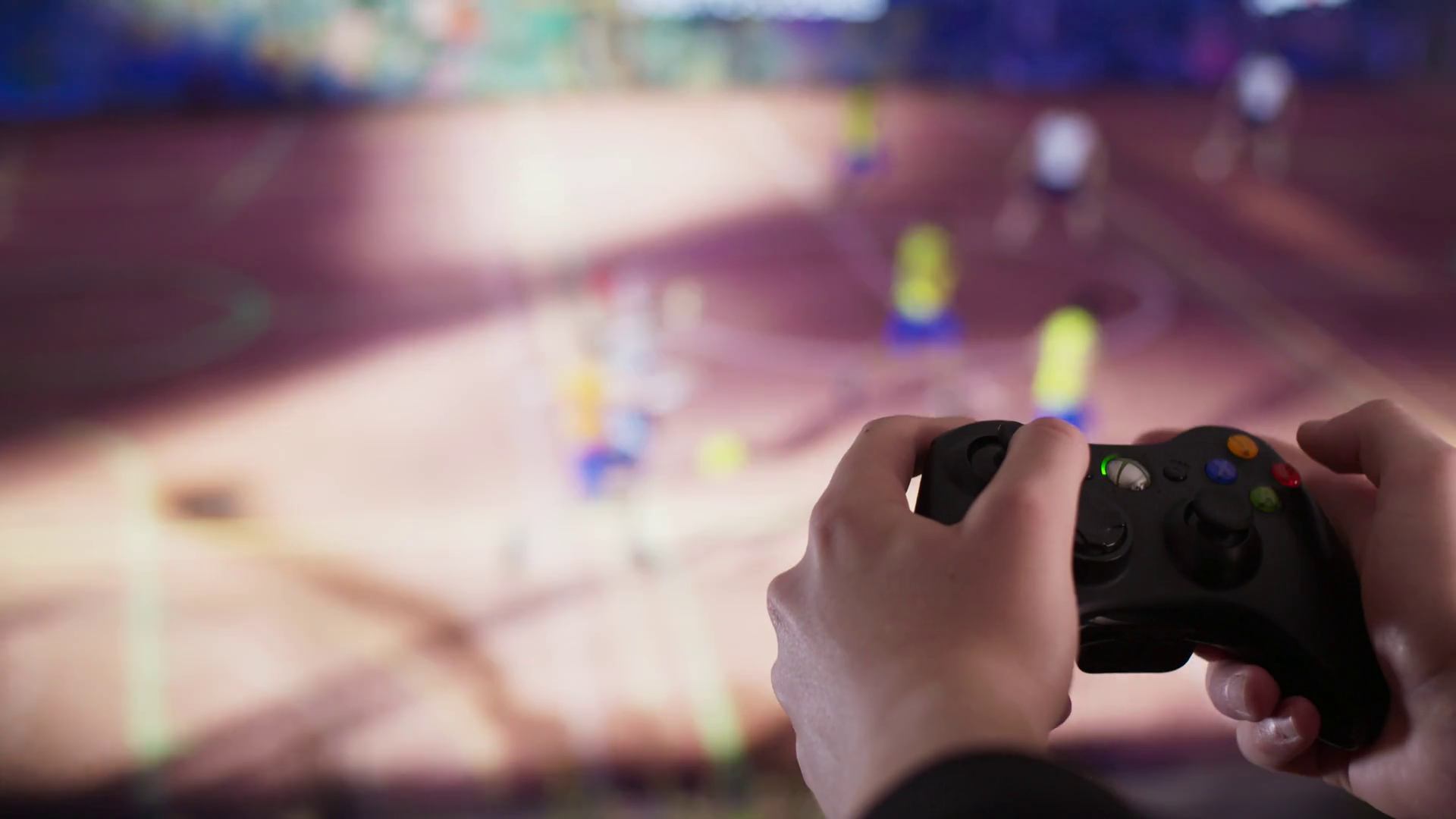 Playing Video Games With Controller In Front Stock Footage SBV