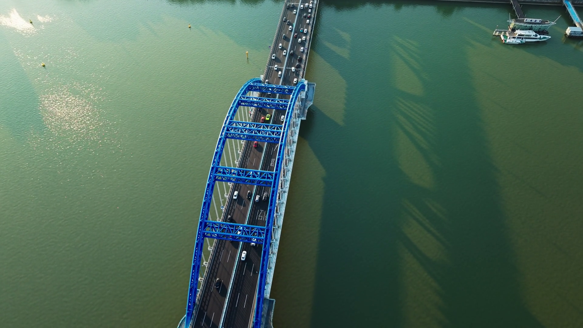 Aerial View Of Busy Bridge With Cars Stock Footage SBV-352203554 ...