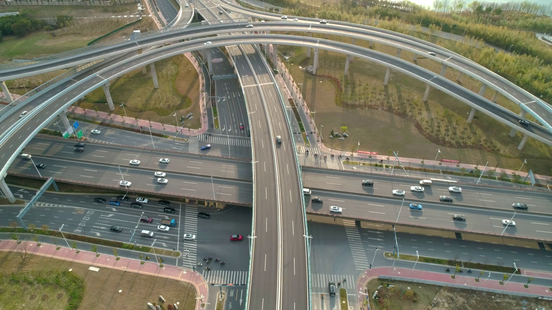 Top View To Cars Driving On Multi-level Stock Footage SBV-346684055 ...
