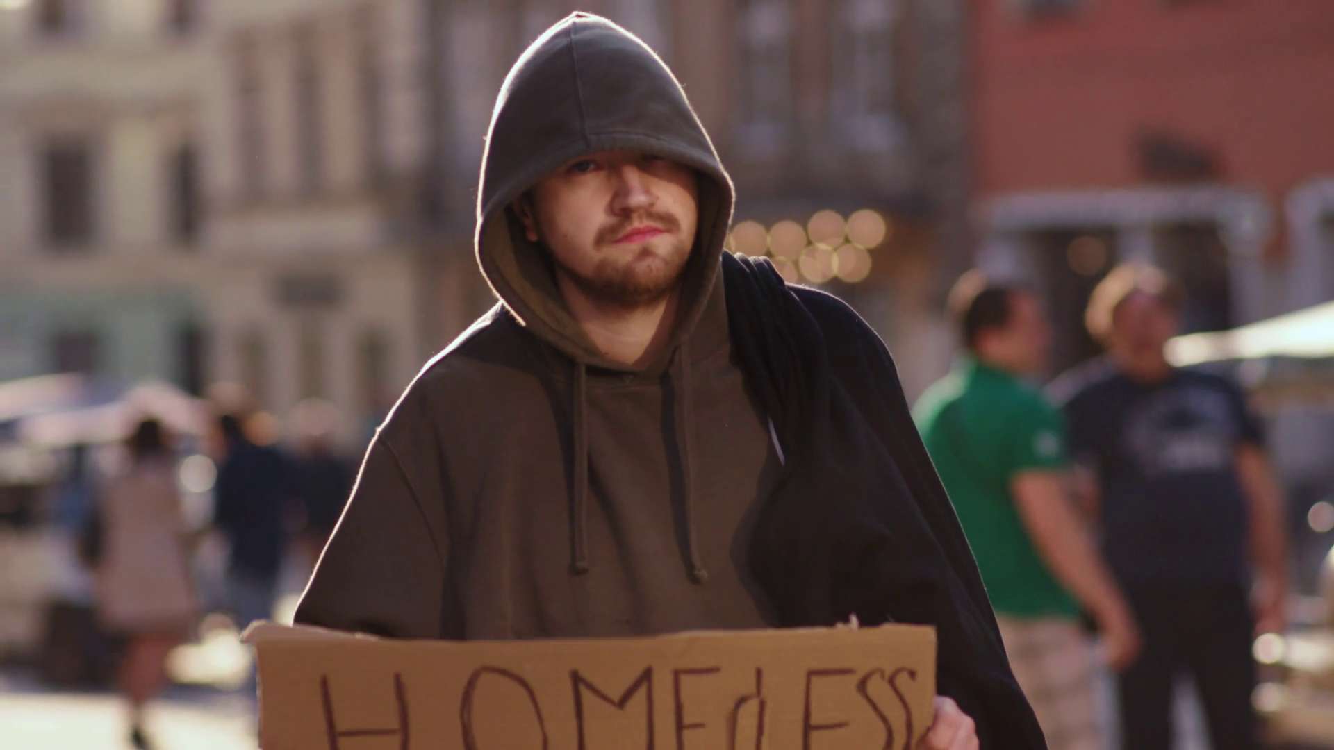 Portrait Of Solitary Homeless Man Dressed In Stock Footage SBV ...
