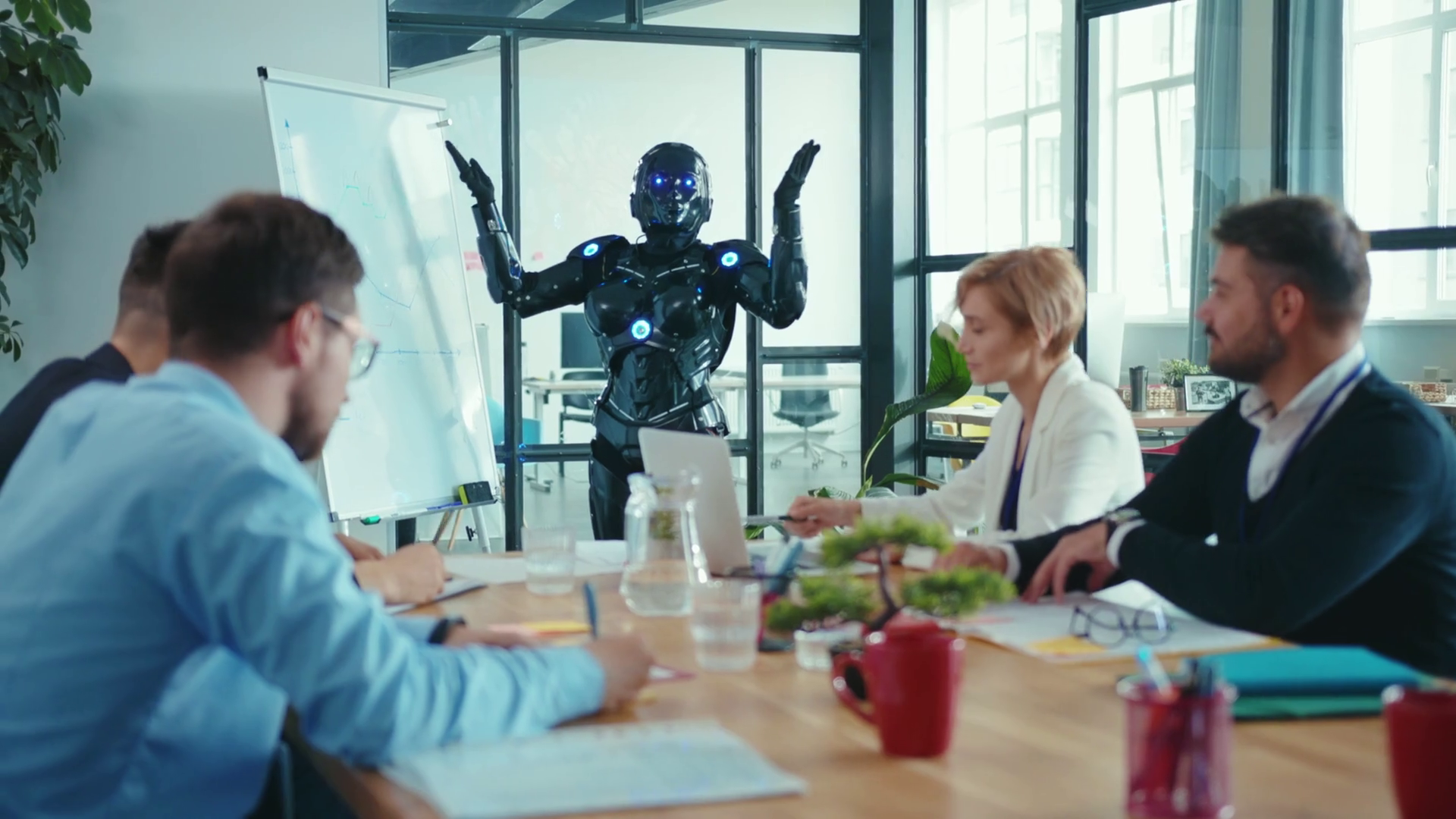 Professionals Applaud Robot In Conference Stock Footage SBV-351879675 ...