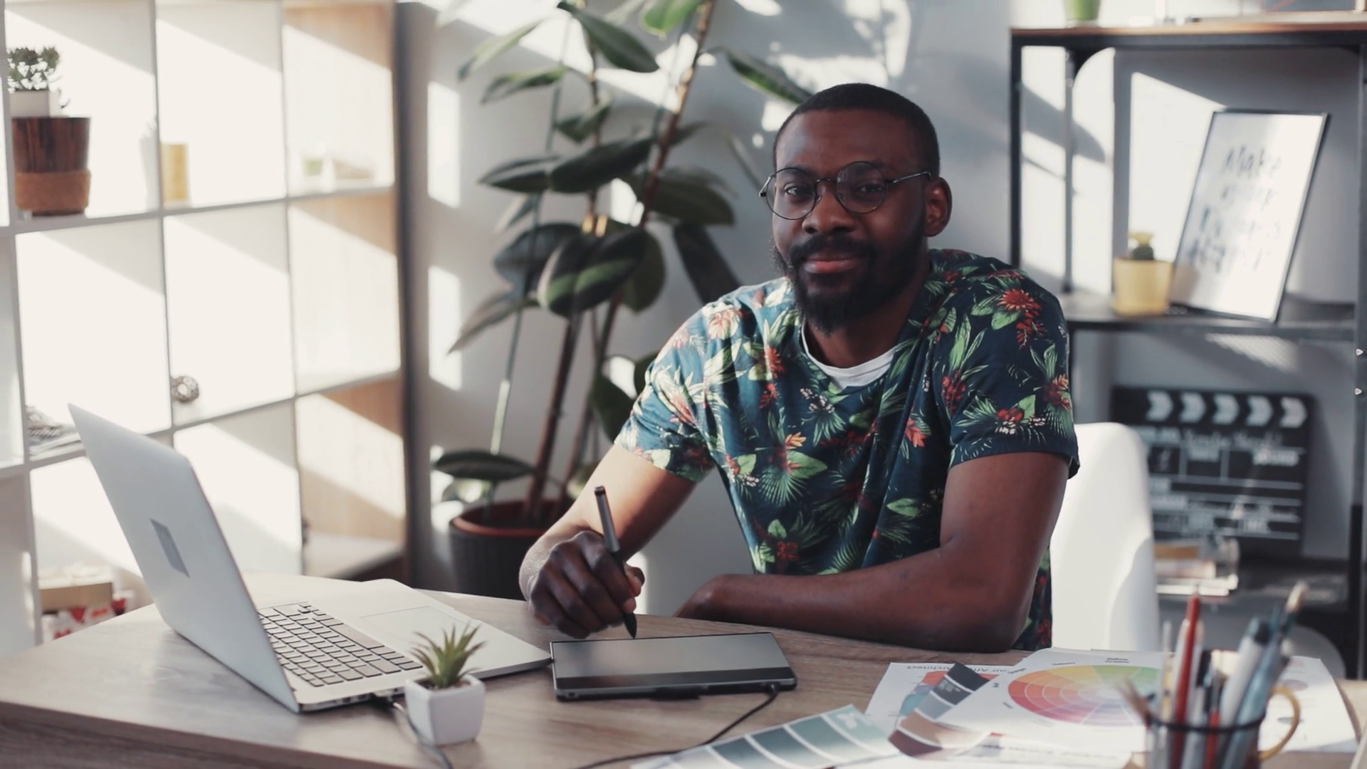 Portrait Young African American Man Working Stock Footage SBV-351917331 ...