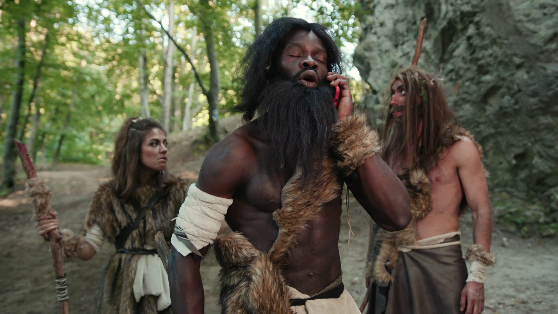 Cavemen In Lush Forest Setting Fascinating Stock Footage SBV-351986637 ...
