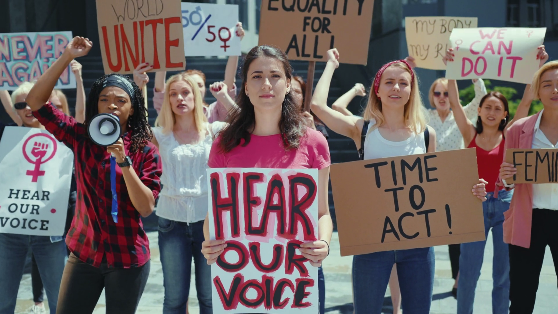 Empowering Protest Gender Equality Social Stock Footage SBV-351914400 ...