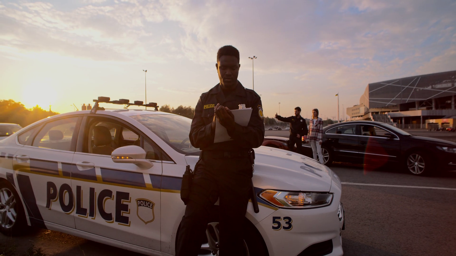 Police Officer With Patrol Vehicle Situated Stock Footage SBV-351962823 ...