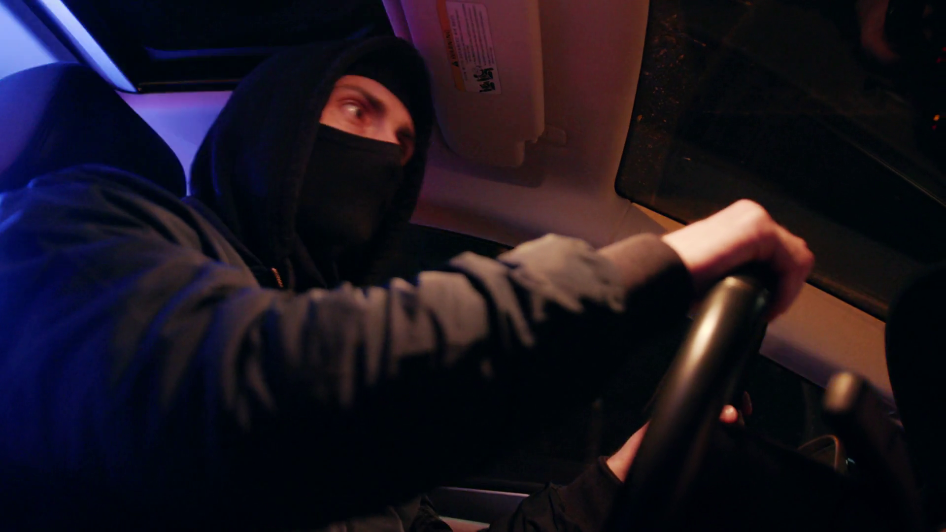A Mysterious Driver Is Seen At Night Inside Stock Footage SBV-351913250 ...
