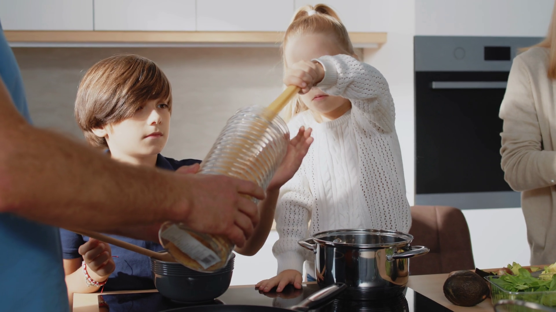 A Family Cooks Together In Bright Kitchen Stock Footage SBV-351956069 ...