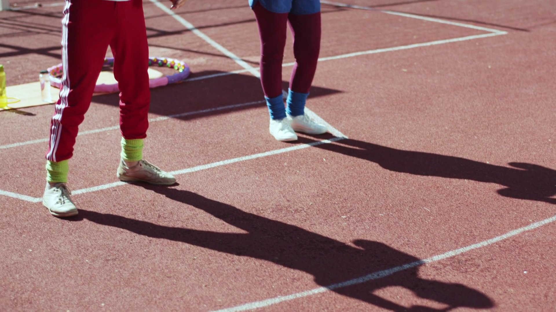 Vibrant Colorful Athletic Shadows On Running Stock Footage SBV ...