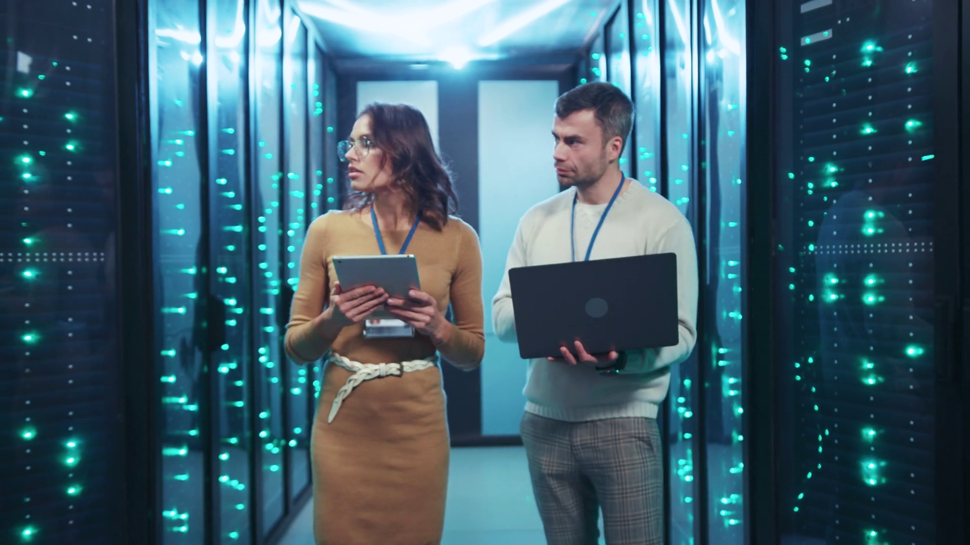 A Man Woman Data In Server Room Showing Stock Footage SBV-351988712 ...