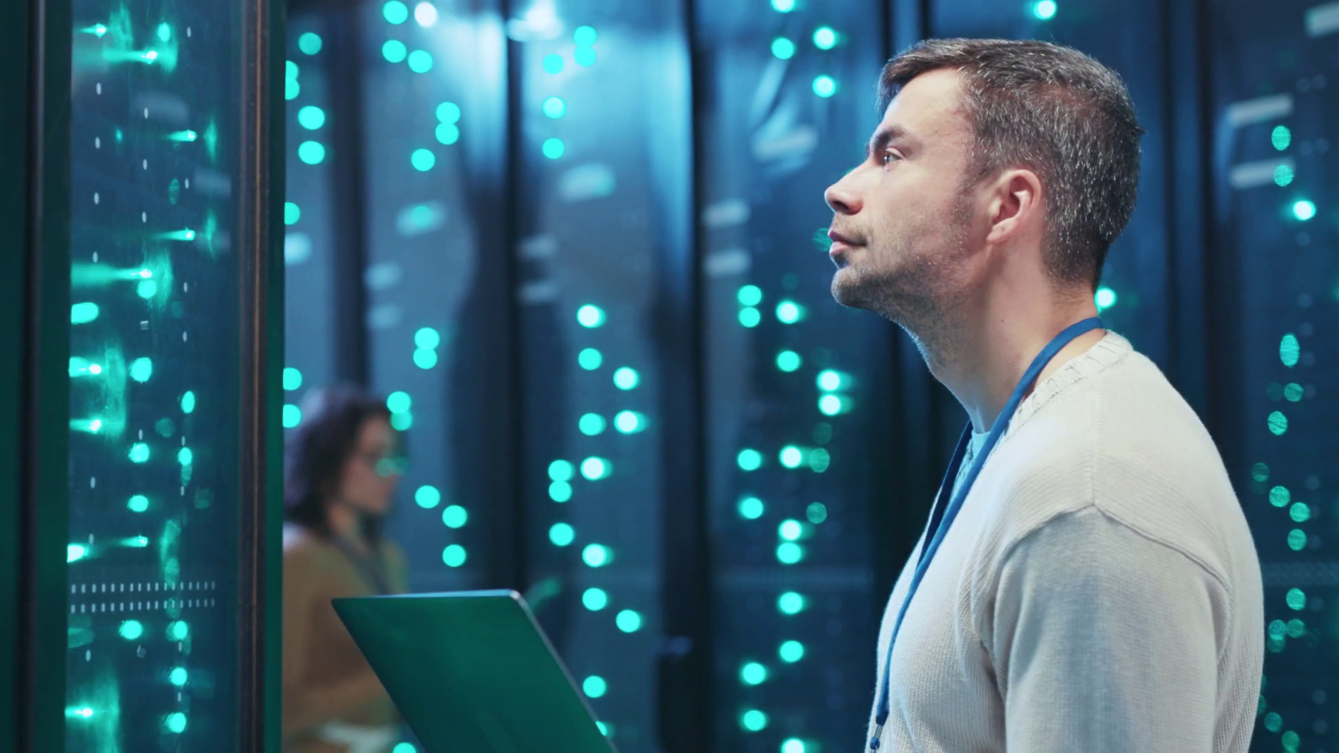 The Video Shows Professionals In Server Room Stock Footage SBV ...