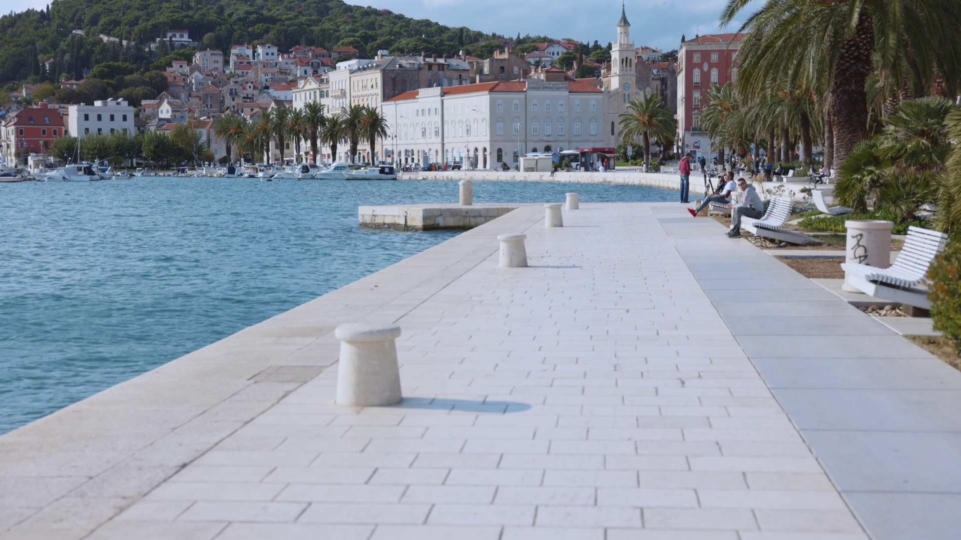 A Scenic Waterfront Promenade With Beautiful Stock Footage SBV ...