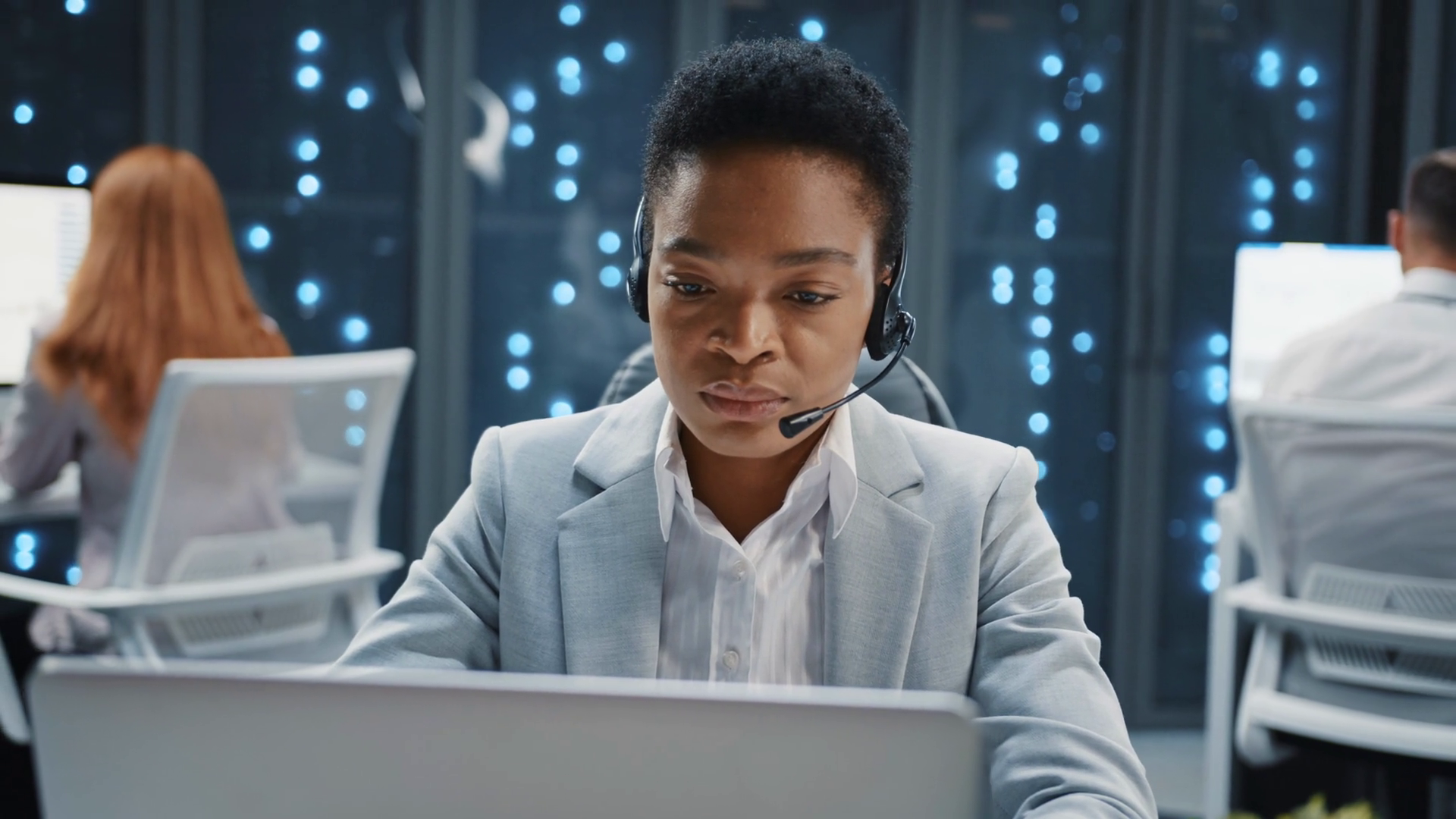African American Customer Support Operator Stock Footage SBV-351968831 ...