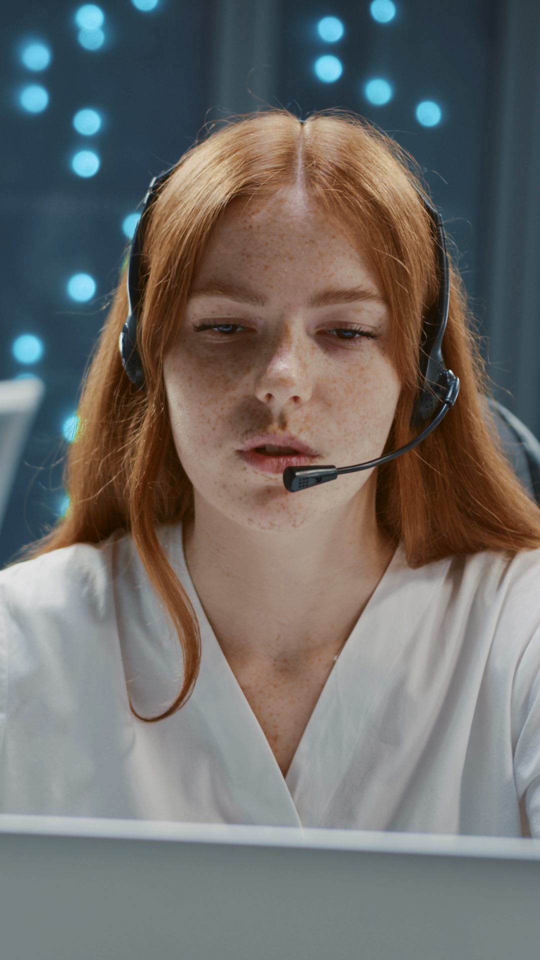 Attractive Ginger Customer Support Worker Stock Footage SBV-353107531 ...