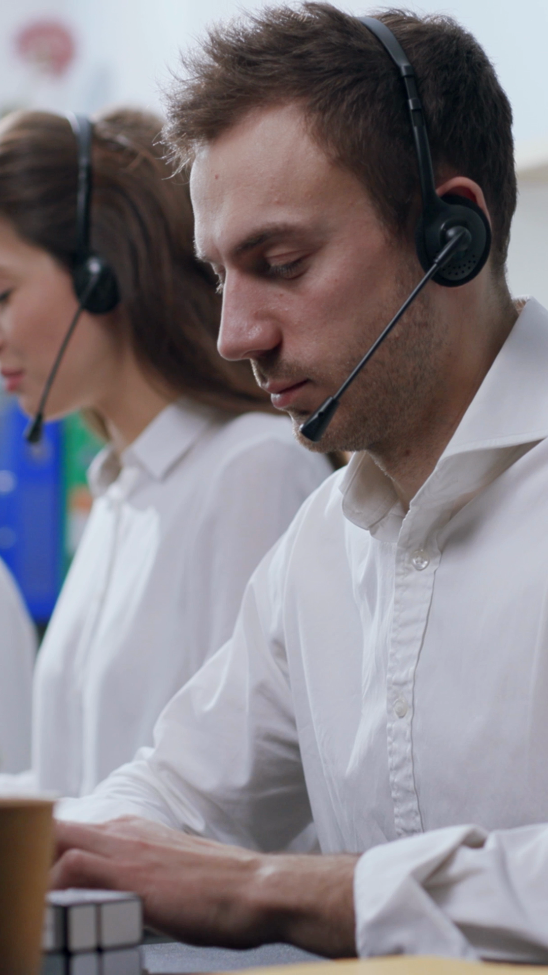 Dedicated Focused Call Center Agents Working Stock Footage SBV ...