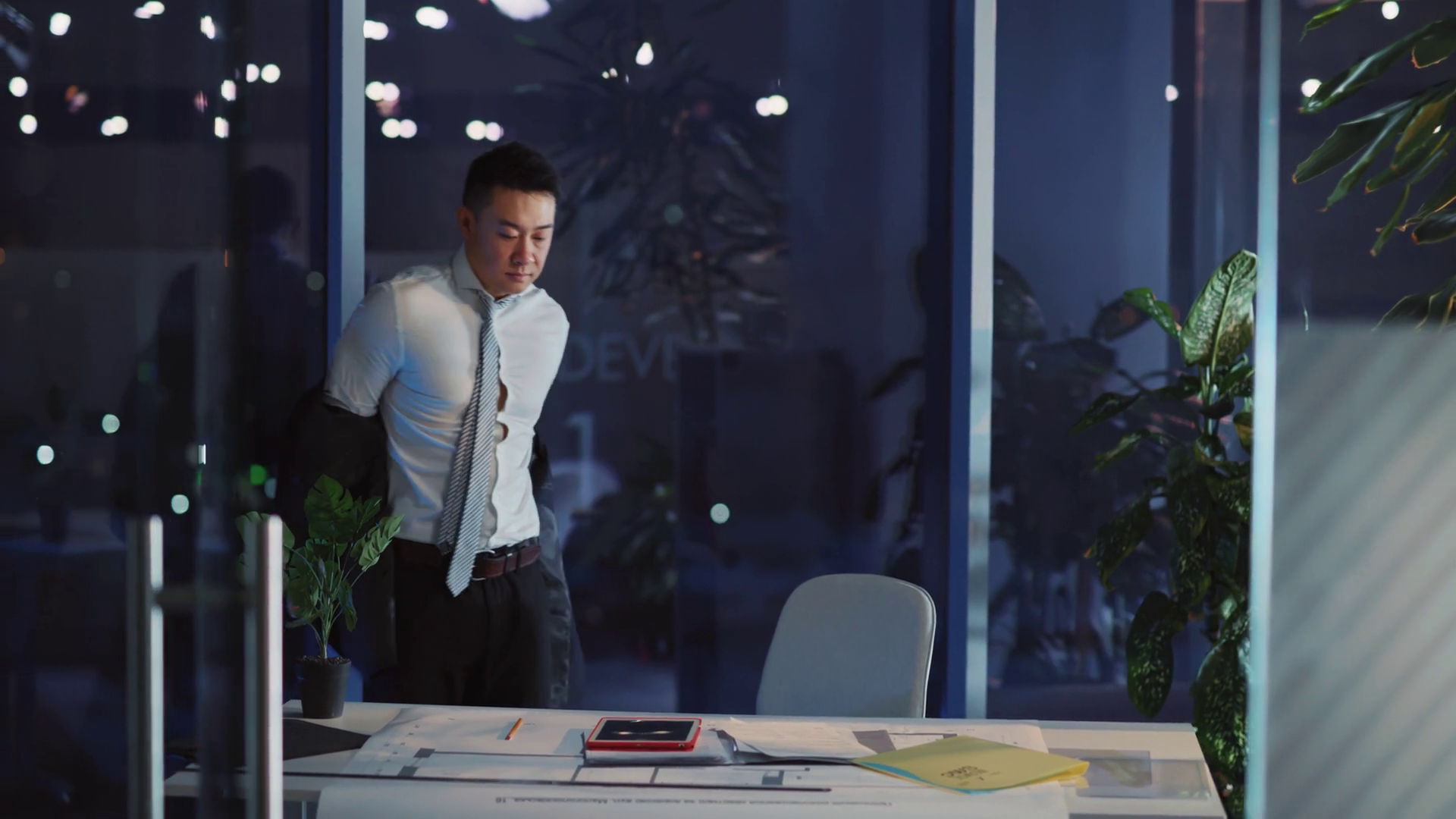 A Dedicated Businessman Works Late In Modern Stock Footage SBV ...