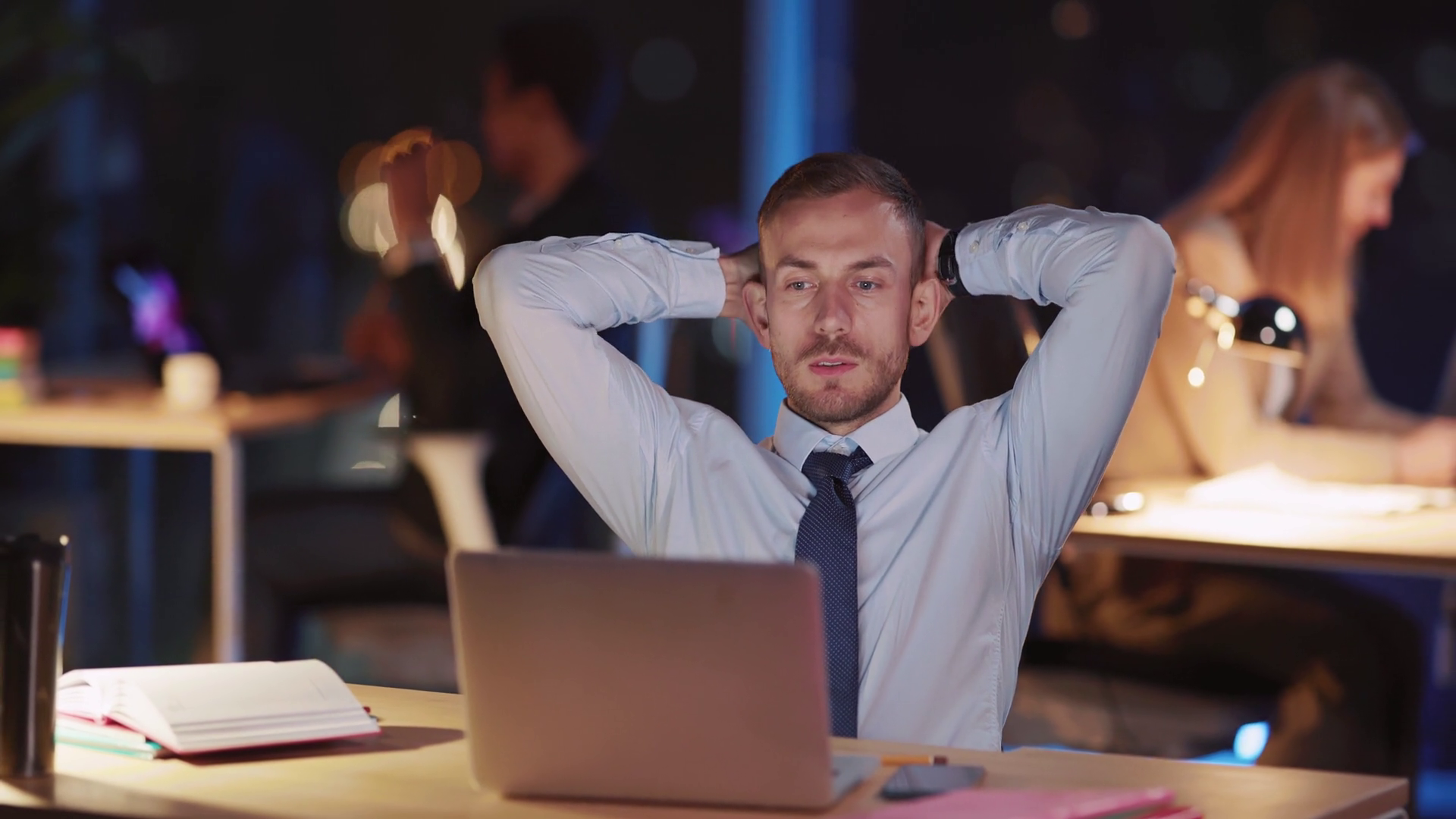 Caucasian Tired Young Businessman Working Stock Footage SBV-351909612 ...