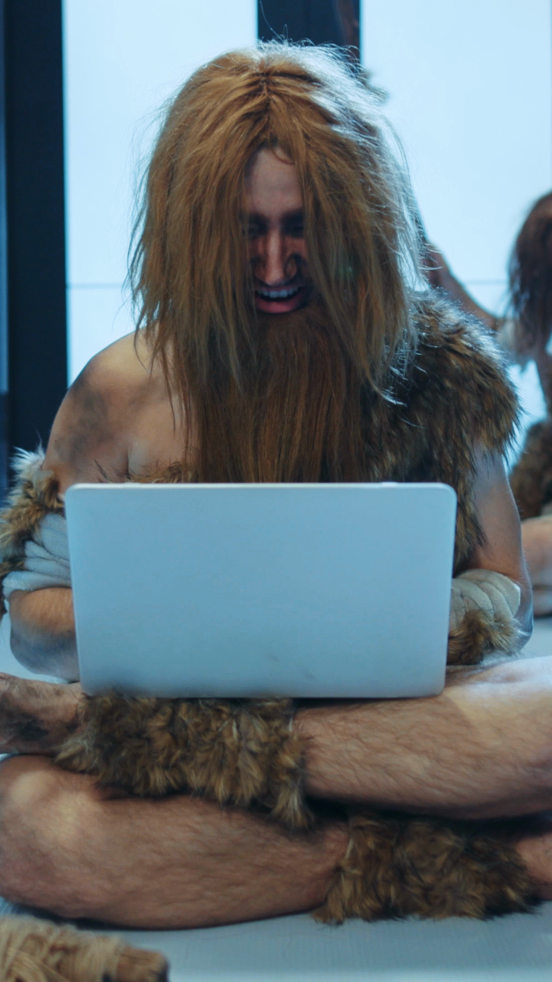 Caveman Using Laptop Hilarious Encounter Stock Footage SBV-353093691 ...
