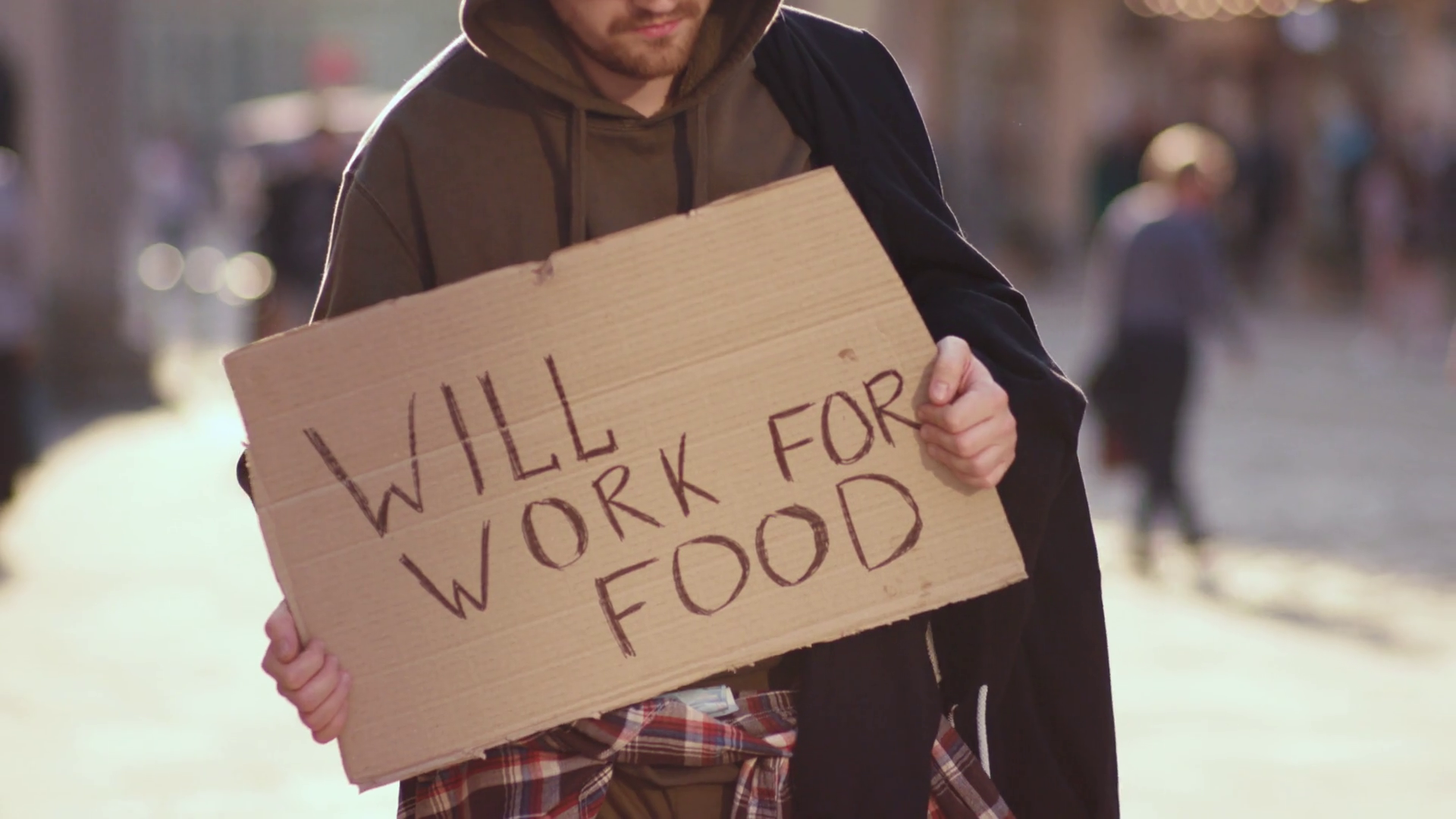An Individual Is Asking Help Holding Sign Stock Footage SBV-351878665 ...