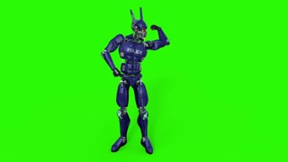 3D robot body-builder , animation, transparent background