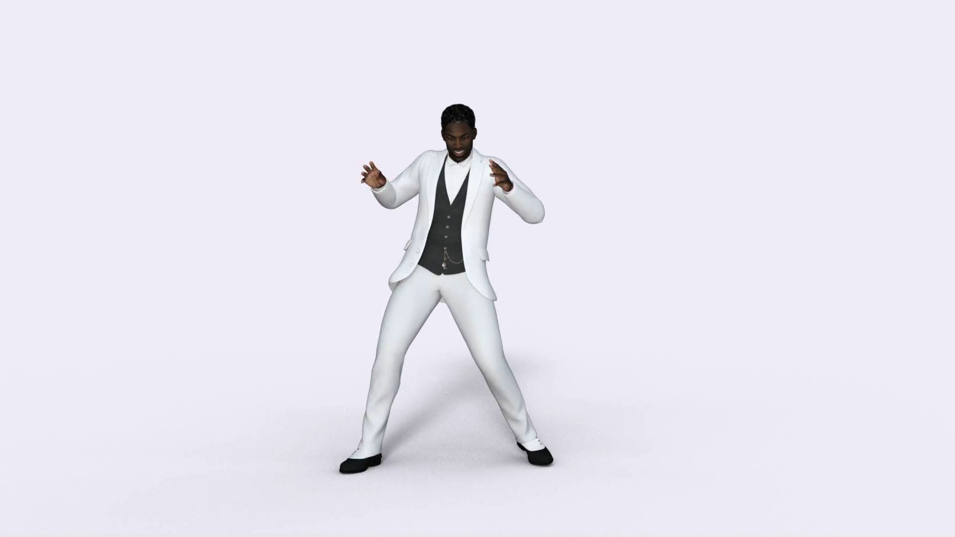 man african in a white suit dancing retro dance, White ...