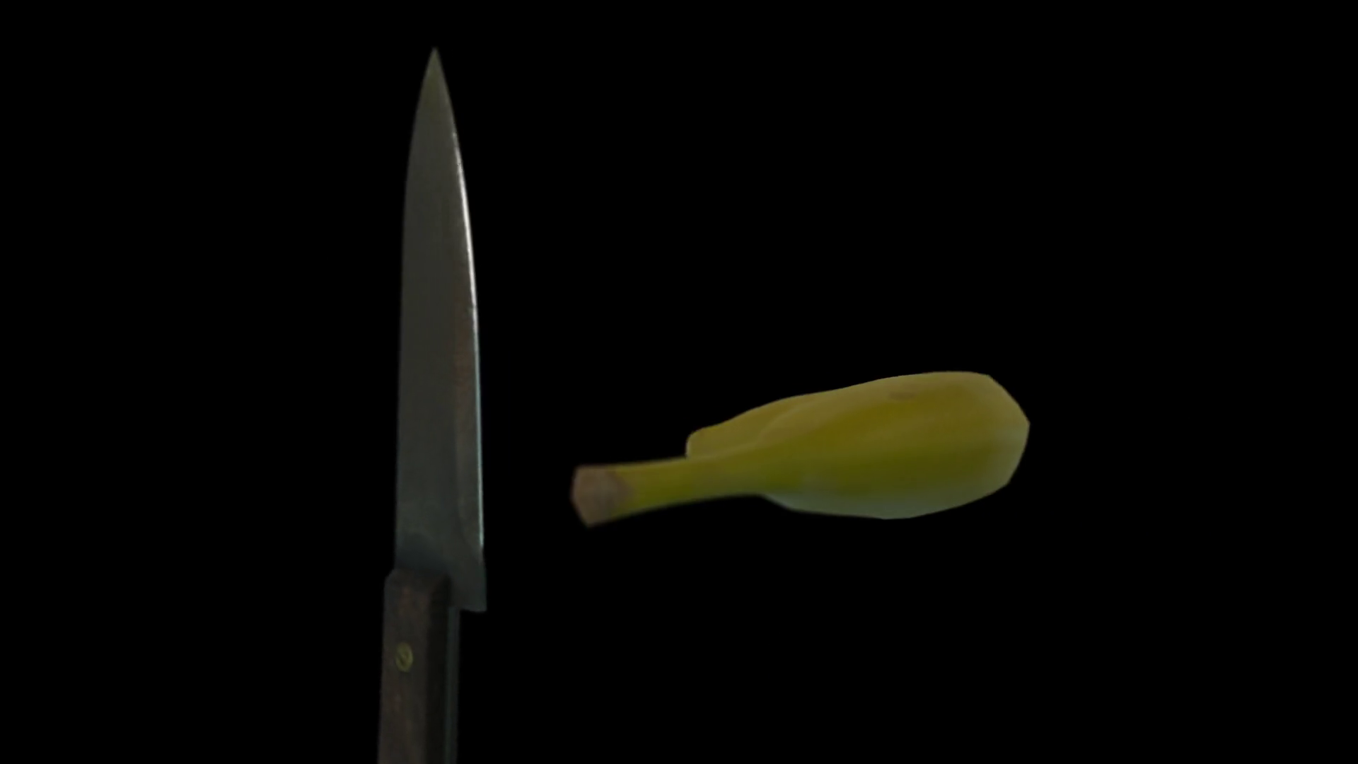 Knife Slicing Banana (On Transparent Background) Stock Video Footage