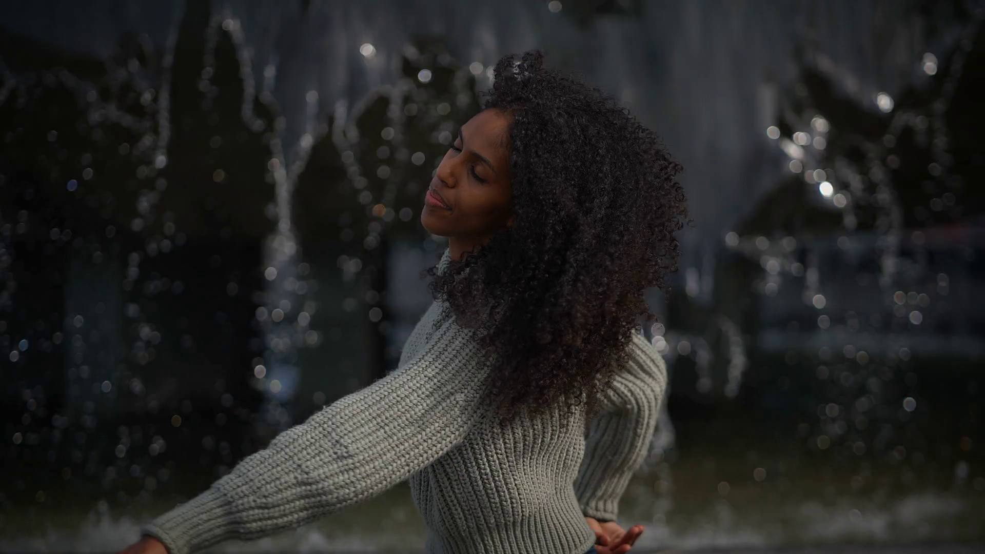 Happy Young Woman With Curly Hair Dancing On Stock Footage SBV ...