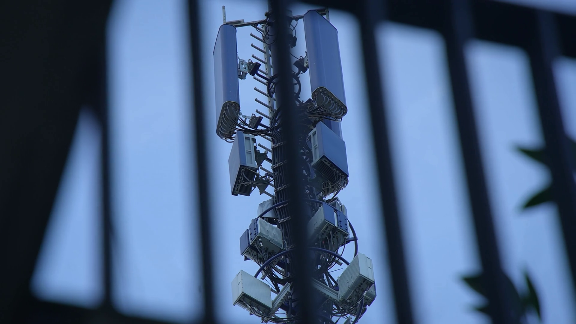 High-tech Communication Tower Urban Stock Footage SBV-351238158 ...
