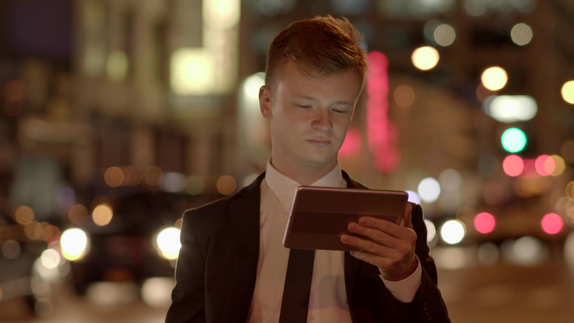 Young Businessman Using Tablet Screen Device Stock Footage SBV ...