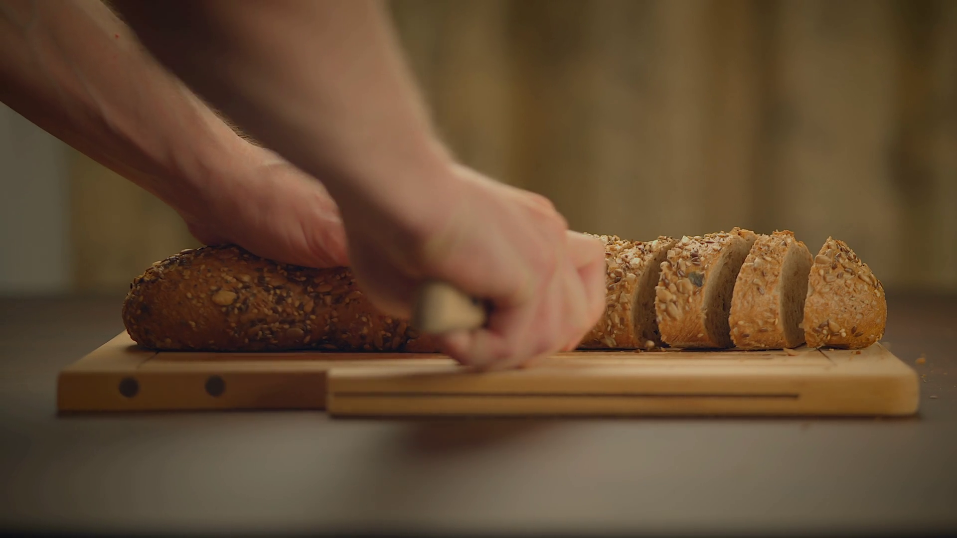 Close Up View Of Person Slicing Homemade Stock Footage SBV-348691636 ...