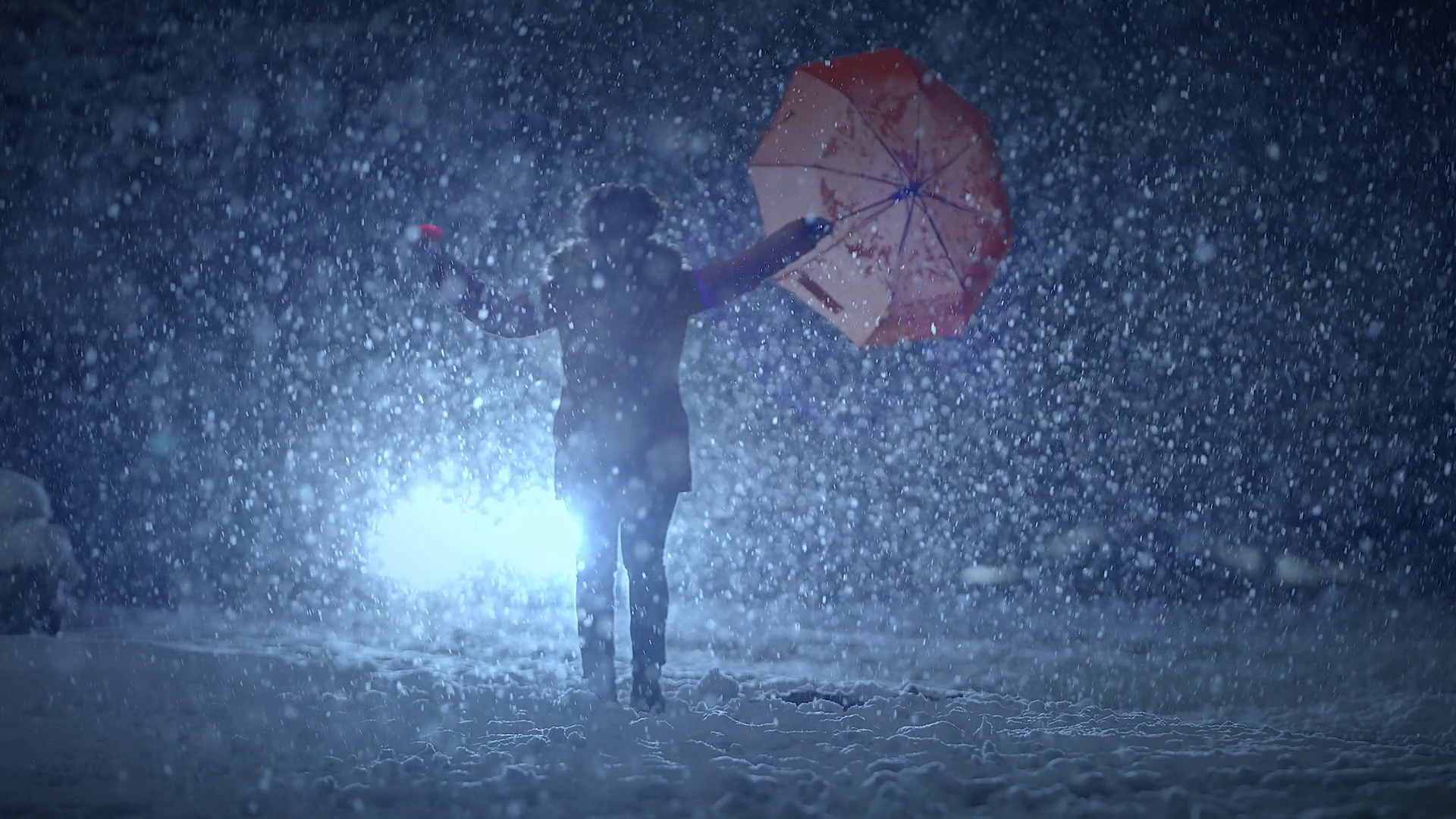 Happy Female Person Dancing In Snow Winter Stock Footage SBV-348835555 ...