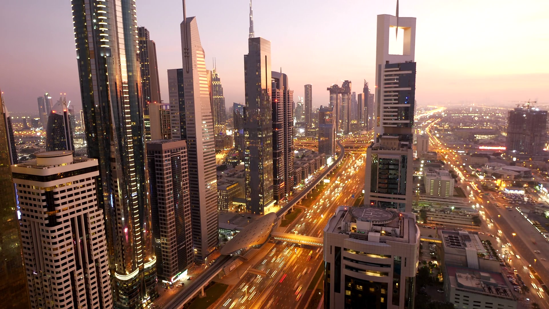 Skyline Cityscape View of Modern Urban Metropolis Buildings Stock Video